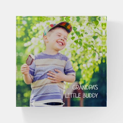 Grandpas Little Buddy Photo Child Grandson    Paperweight