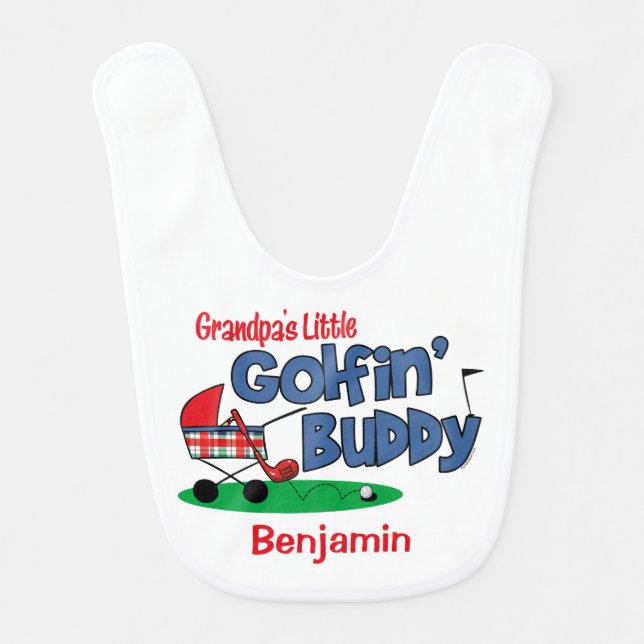 Grandpa's Little Golfin' Buddy Baby Bib (Front)