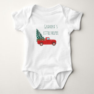 Grandpas Little Helper Pickup Truck Christmas Tree Baby Bodysuit