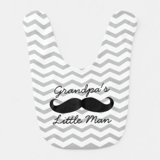 Grandpa's Little Man Mustache Cute Boys Baby Bib