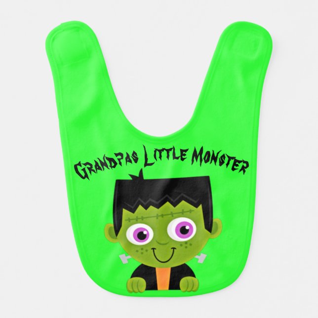 Grandpas Little Monster Baby Bib (Front)