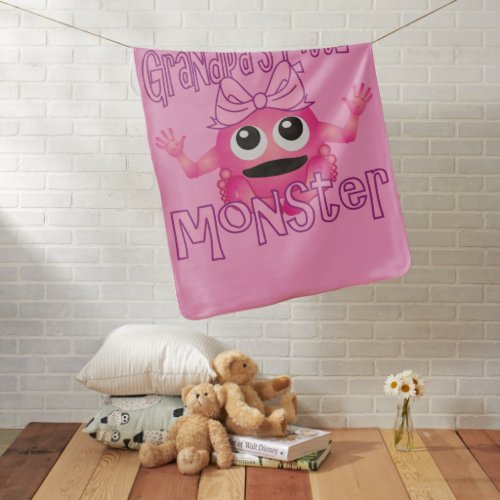 Grandpas Little Monster Girl Baby Blanket