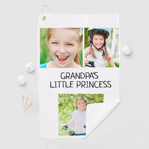 Grandpas Little Princess 3 Photo Granddaughter Golf Towel