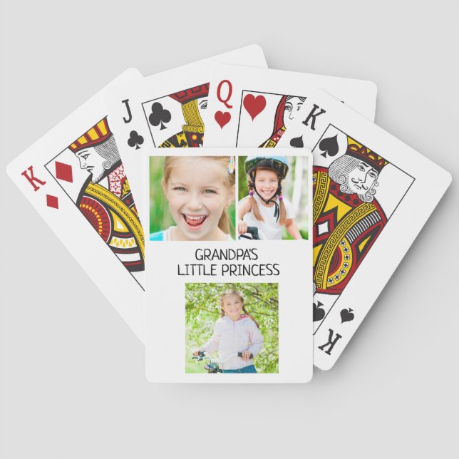 Grandpa's Little Princess 3 Photo Granddaughter Poker Cards (Back)