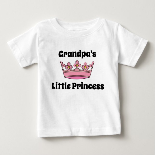 Grandpa's Little Princess Pink Tiara Baby T-Shirt (Front)