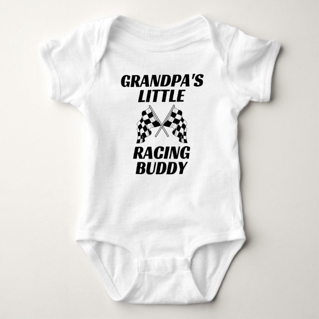 Grandpa's Little Racing Buddy Baby Bodysuit (Front)