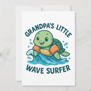Grandpa's Little Wave Surfer Cute Turtle Invitation
