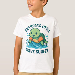 Grandpa's Little Wave Surfer Cute Turtle T-Shirt