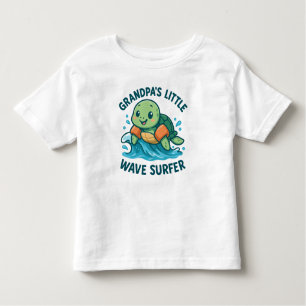 Grandpa's Little Wave Surfer Cute Turtle Toddler T-shirt