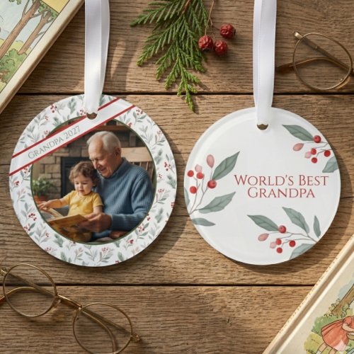Grandpa's Love Ornament - Custom Photo Keepsake