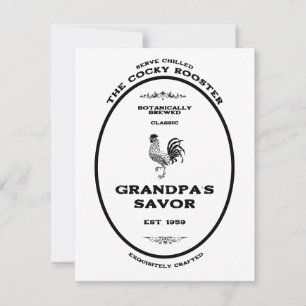 Grandpa's Savor Cocky Rooster Vintage Apothecary  Note Card