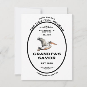 Grandpa's Savor Pelican Vintage Apothecary Note Card