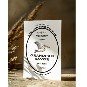 Grandpa's Savor Pelican Vintage Apothecary Note Card