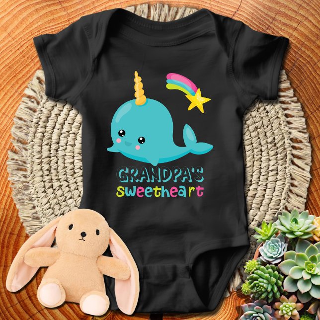 Grandpa's Sweetheart Kawaii Narwhal Baby Bodysuit (Creator Uploaded)