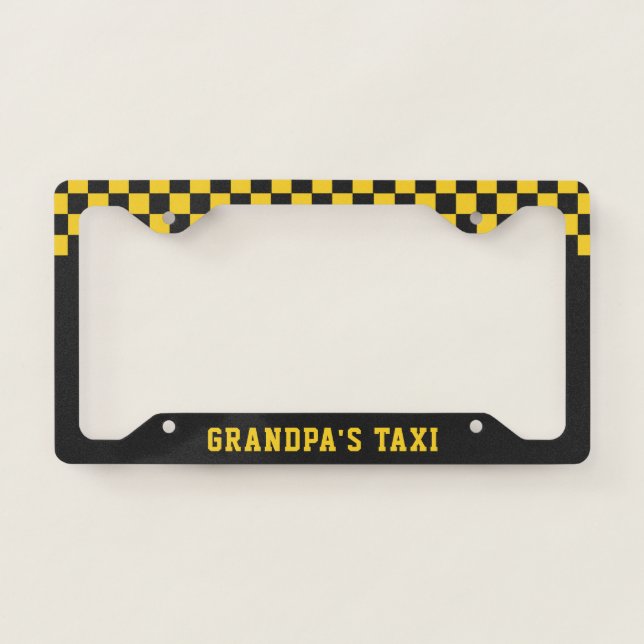 Grandpa's Taxi | Funny Custom Grandfather Nickname License Plate Frame (Front)