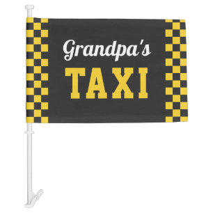Grandpa's Taxi Funny Grandfather Car Flag