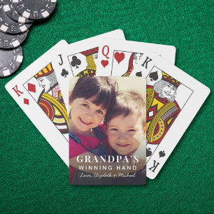 Grandpa's Winning Hand Photo Playing Poker Cards