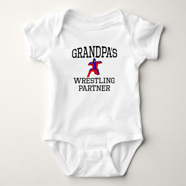 Grandpa's Wrestling Partner Baby Bodysuit (Front)