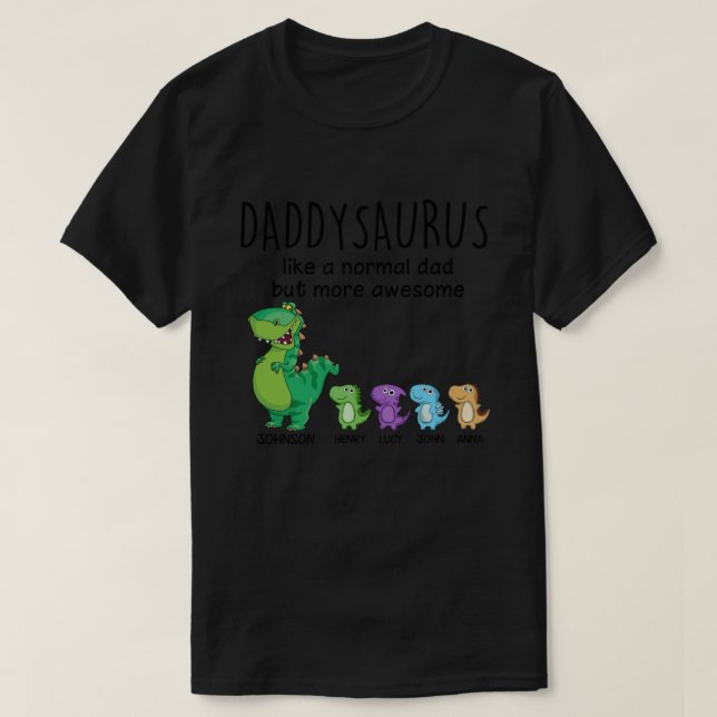 Grandpasaurus And Kids Personalized  T-Shirt (Design Front)