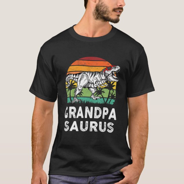 Grandpasaurus Funny T Rex Dinosaur Grandpa Saurus T-Shirt (Front)