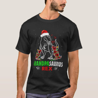 Grandpasaurus Rex Red Plaid Christmas Grandpa Dino T-Shirt
