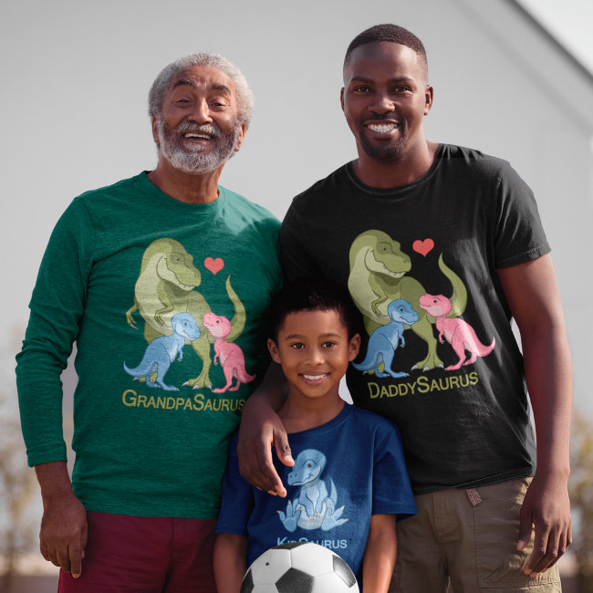 GrandpaSaurus T-Rex & Baby Boy Girl Dinosaurs T-Shirt