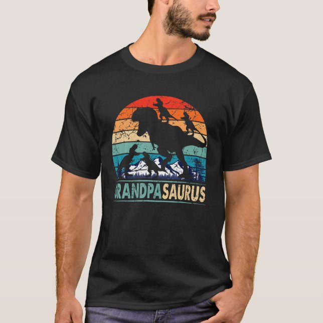 Grandpasaurus T Rex Grandpa Dinosaur 4 Kids Father T-Shirt (Front)