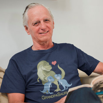 Grandpasaurus T-rex & Twin Baby Boy Dinosaurs T-shirt by Fun_Forest at Zazzle