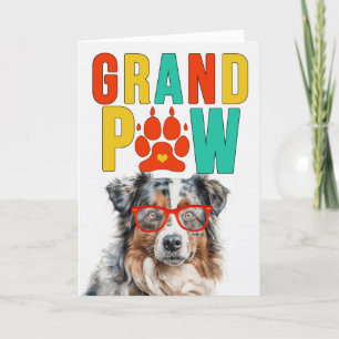 GrandPAW Australian Shepherd Grandparents Day Holiday Card