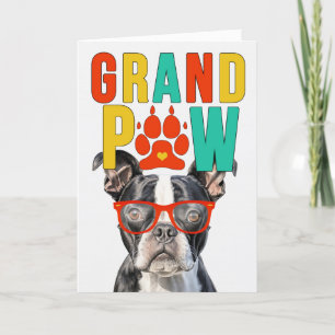 GrandPAW Boston Terrier GrandDOG Grandparents Day Holiday Card