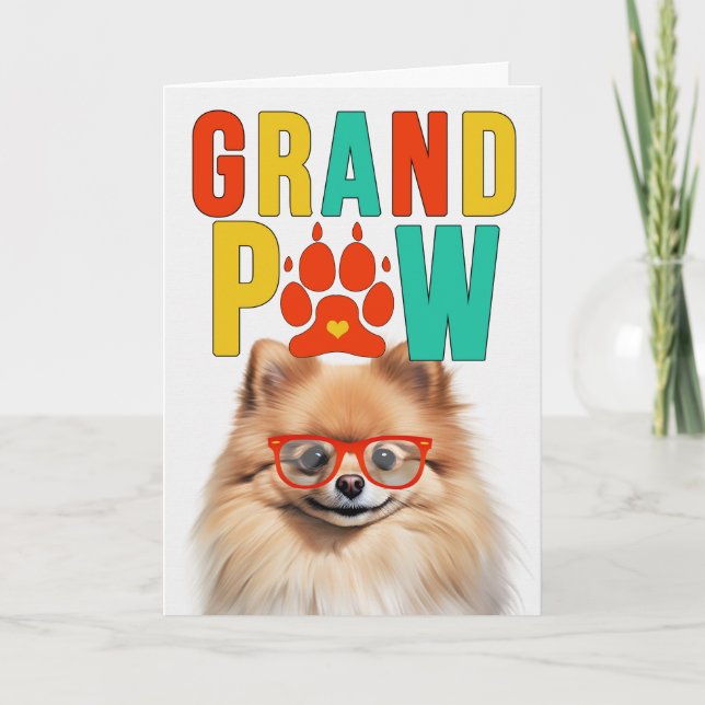 GrandPAW Pomeranian GrandDOG Grandparents Day Holiday Card (Front)