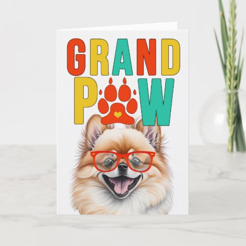GrandPAW Pomeranian GrandDOG Grandparents Day Holiday Card