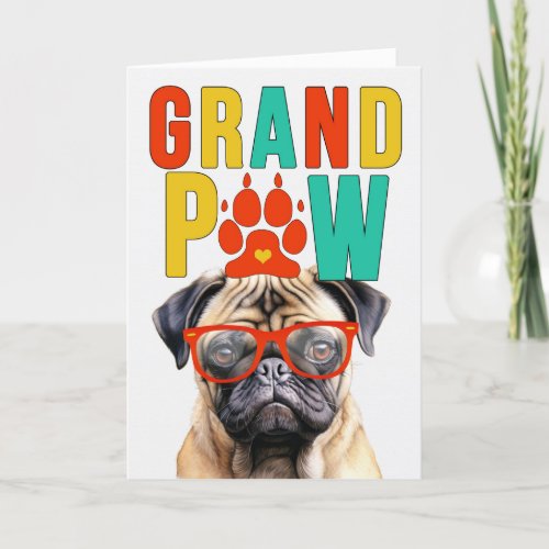 GrandPAW Pug GrandDOG Grandparents Day Holiday Card