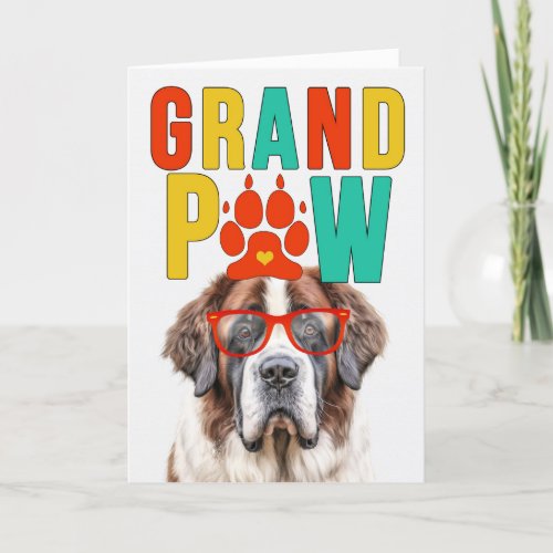 GrandPAW St Bernard GrandDOG Grandparents Day Holiday Card