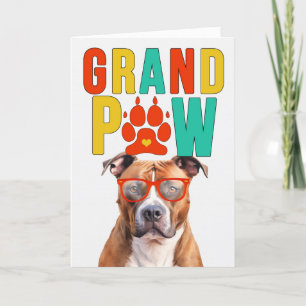 GrandPAW Tan Pit Bull GrandDOG Grandparents Day Holiday Card