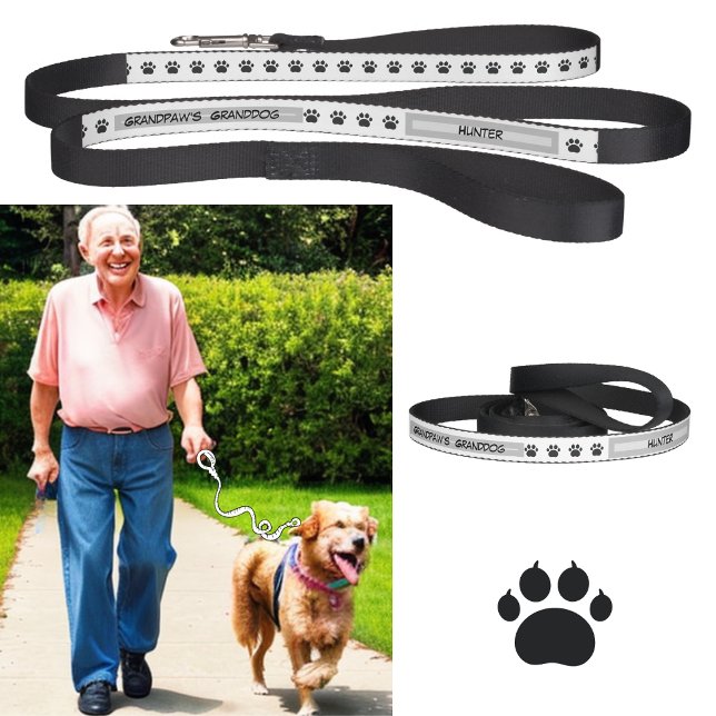 Grandpaw's Granddog dog paw prints Pet Leash (Creator Uploaded)