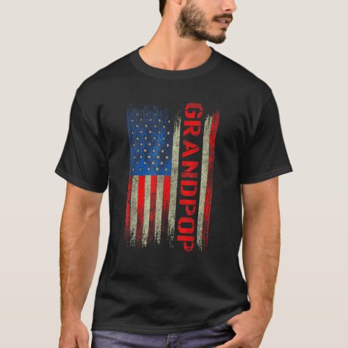 Grandpop  America Flag  For Men Fathers Day Funny T_Shirt