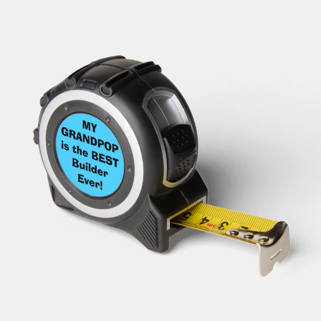 Grandpop Best Builder Ever Solid Blue Tape Measure (Angle)