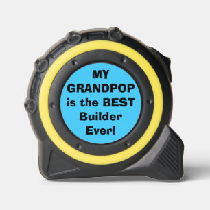 Grandpop Best Builder Ever Solid Blue Tape Measure