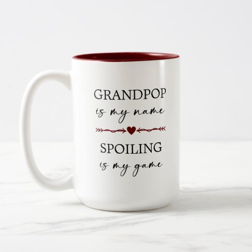 Grandpop is my Name Spoiling is my Game Photo Gift Two_Tone Coffee Mug