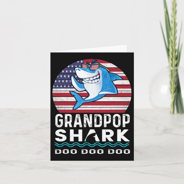 Grandpop Shark Fathers Day Gift From Wife Son Daug Card (Front)