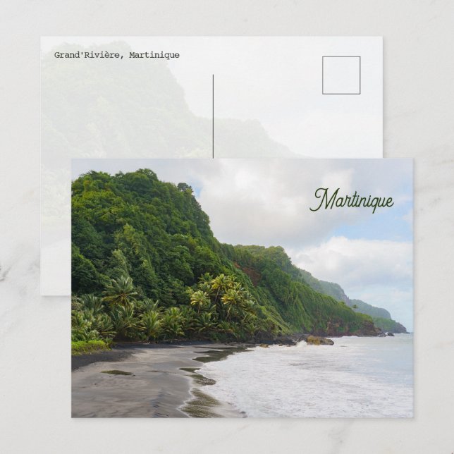 Grand'Rivière Martinique Black Sand Beach Nature Postcard (Front/Back)