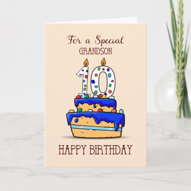 10th Grandson Birthday Card Personalisation - Cake & Muffins On The Ta -  Card Gallery Online Ireland
