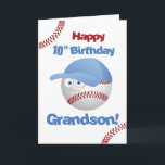Grandson 10th Birthday Funny Baseball Face Card<br><div class="desc">Double digits call for a grand celebration! Our baseball-themed card with bouncing letters and the cool baseball character is a perfect fit for the tenth birthday. Inside,  discover a message that complements the concept of the inside message,  making it a milestone to remember for your grandson!</div>