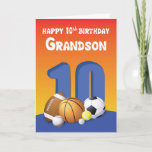 Grandson 10th Birthday Sports Balls Card<br><div class="desc">On his 10th birthday make your grandson who is a sports lover remember that day as long as he lives by giving him this card with lots of balls on the front to greet him a happy and fun birthday.</div>