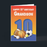 Grandson 10th Birthday Sports Balls Card<br><div class="desc">On his 10th birthday make your grandson who is a sports lover remember that day as long as he lives by giving him this card with lots of balls on the front to greet him a happy and fun birthday.</div>