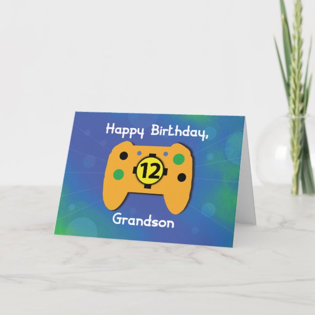 Grandson 12 Year Old Birthday Gamer Controller Card (Front)