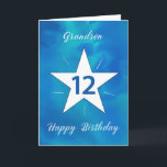 Grandson 12th Birthday Star Blue Green Watercolor Card<br><div class="desc">Turning 12 is a big deal, and this birthday card is as bold and bright as your grandson! The watercolor blend of blues, greens, and teals creates a stunning backdrop, with a large white star radiating glowing lines at the center. A great way to mark the beginning of another exciting...</div>