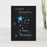 Grandson 18th Birthday Star Inspirational Black Card<br><div class="desc">Send this inspirational greeting card to a dear grandson who will be celebrating an 18th birthday soon enough. Blue and white stars are showcased on the cover of this elegant black birthday card.</div>