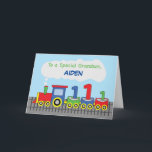 Grandson 1st Birthday Colorful Train on Track Card<br><div class="desc">You grandson will remember this card as long as he lives and go back to his happy childhood day. He will remember this as the first ever birthday card he received that is personalized with his name. Give him this once he celebrates his 1st birthday.</div>